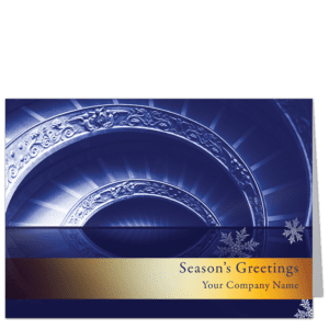 Law firm holiday cards, Ascent Too is a popular design with a faux bronze band featuring your selection of greeting and company name.